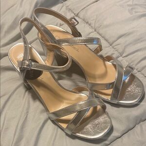 Silver Strappy Heeled Sandals